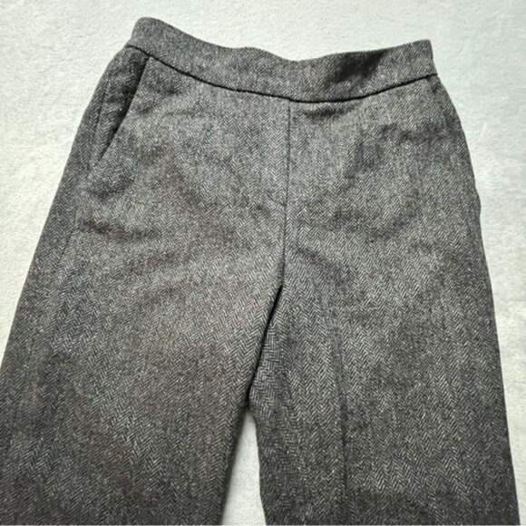 Babaton Pull On Dark Grey Herringbone Wool Blend Lined Ankle/Cropped Dress Pants - Picture 7 of 14